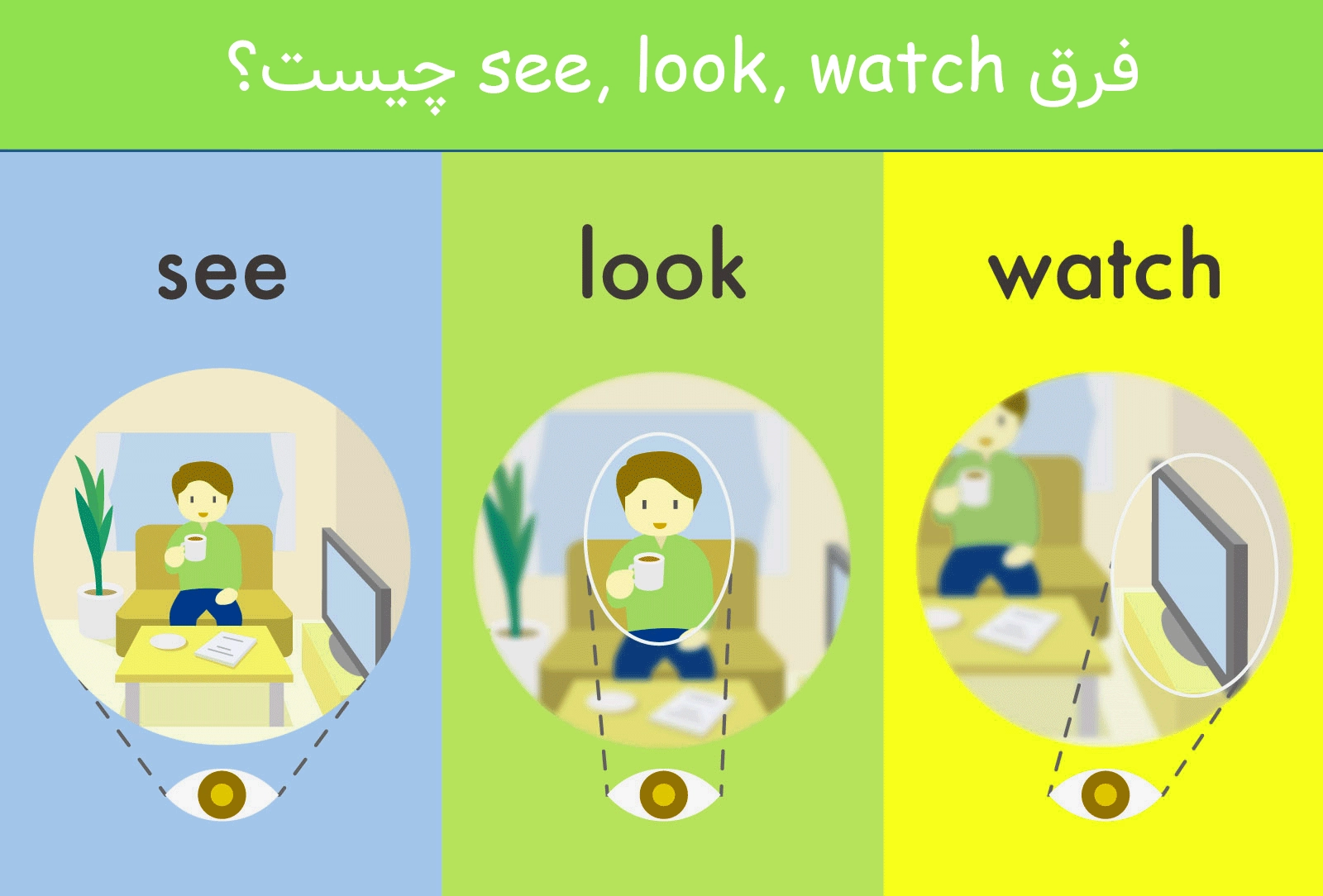 تفاوت بین کلمات See، Watch و Look در زبان انگلیسی | انگلیش تی اف تی